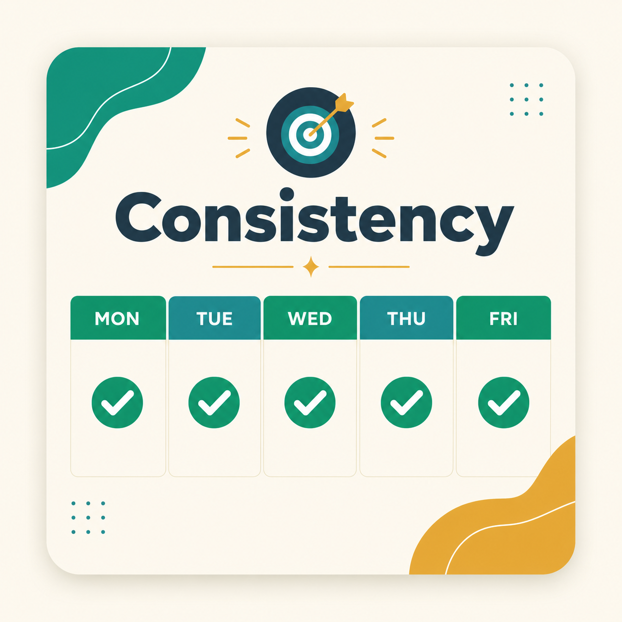 A weekly calendar with checkmarks representing consistent routines
