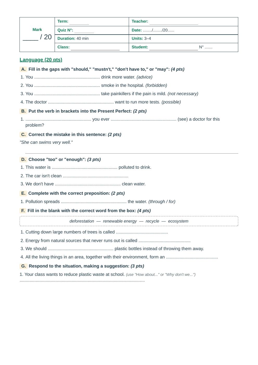 Units 3–4 Language Quiz